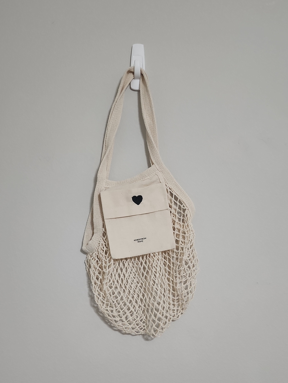 Nordstrom Beauty Market Tote with Black Embroidered Heart